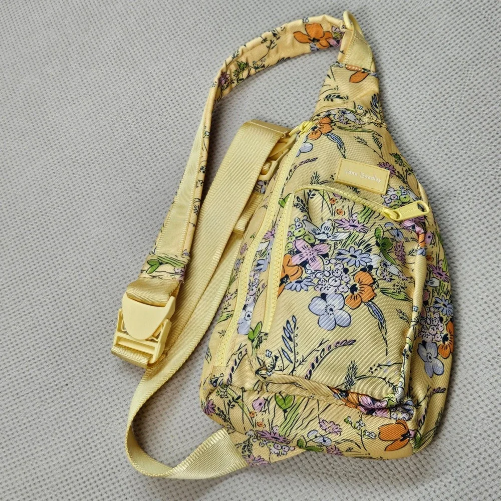 Vera Bradley Yellow‎ Wildflower Floral Sling Backpack Crossbody Bag Canvas